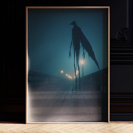 Midnight Sentinel On Foggy Pier