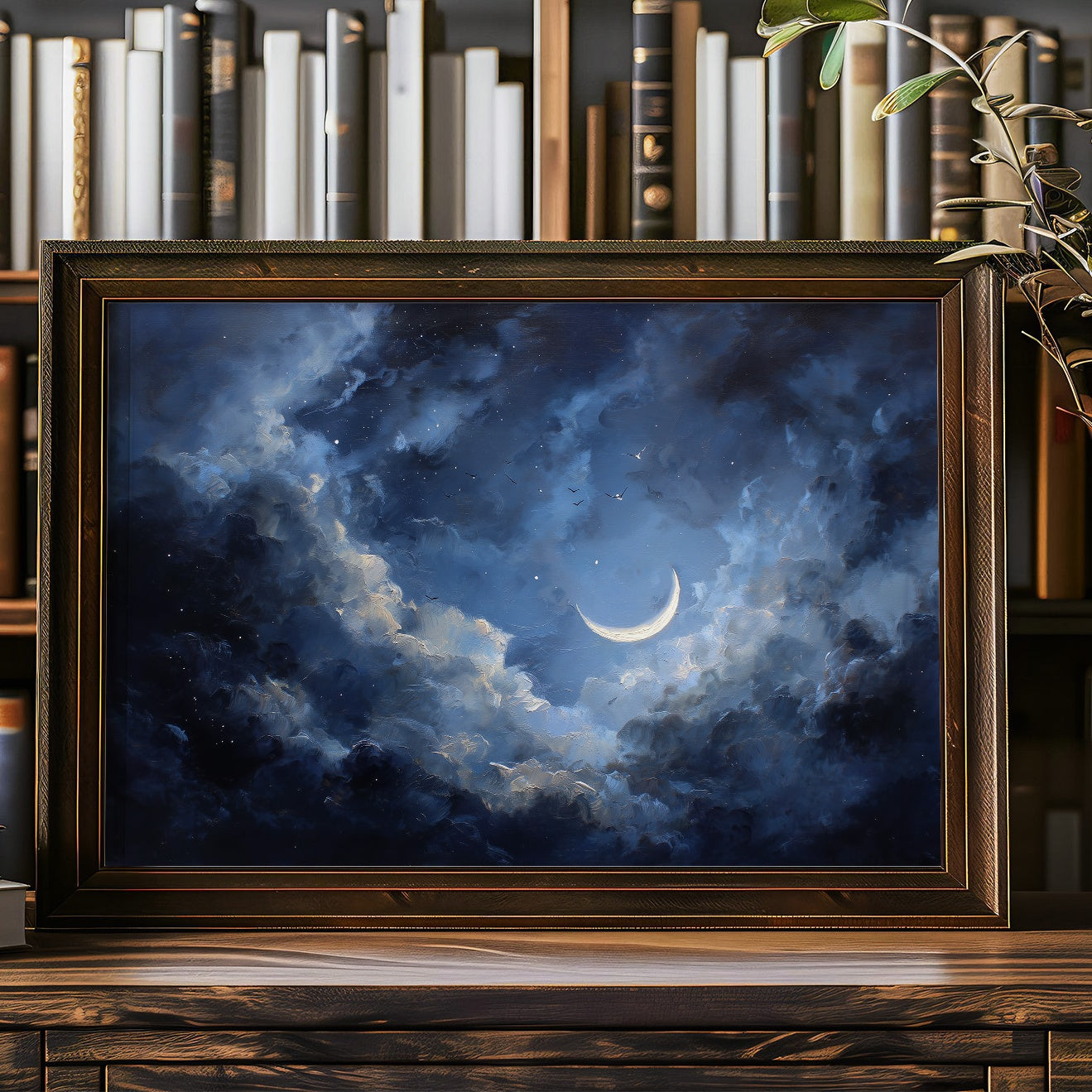 Sliver Moon Among Stormy Clouds