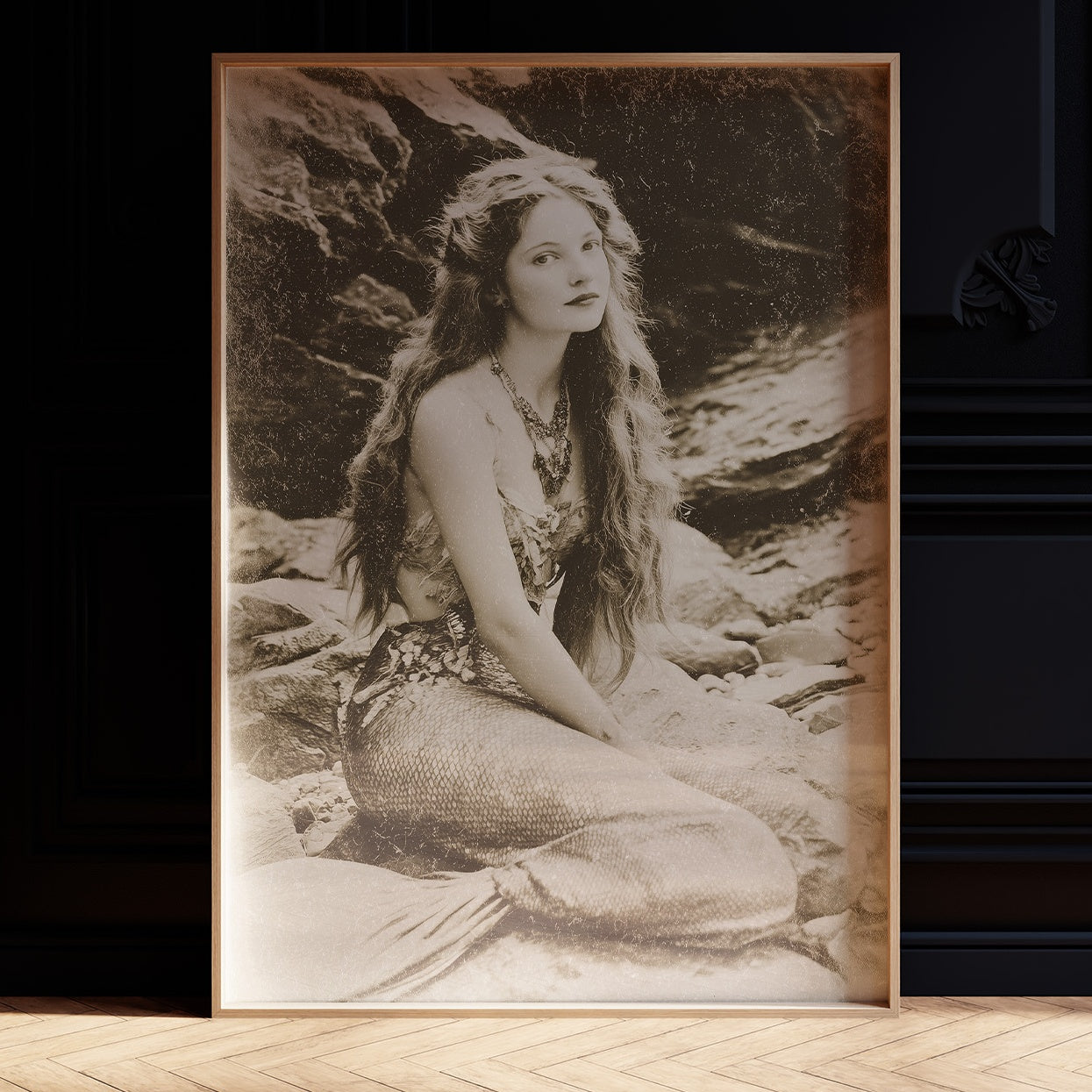 Vintage Waves Against Rocky Shore