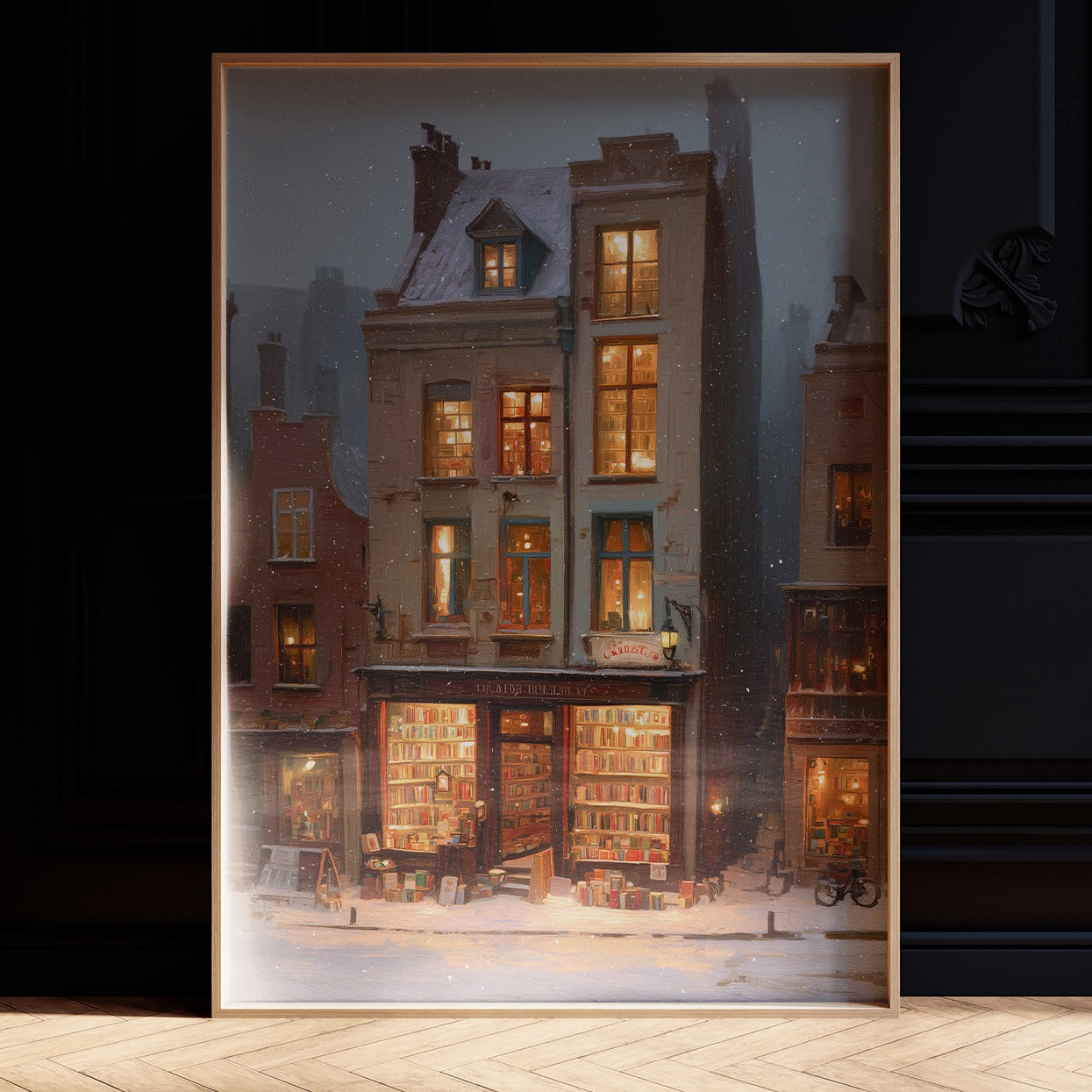 Bookshop Glows Through Winter Evening