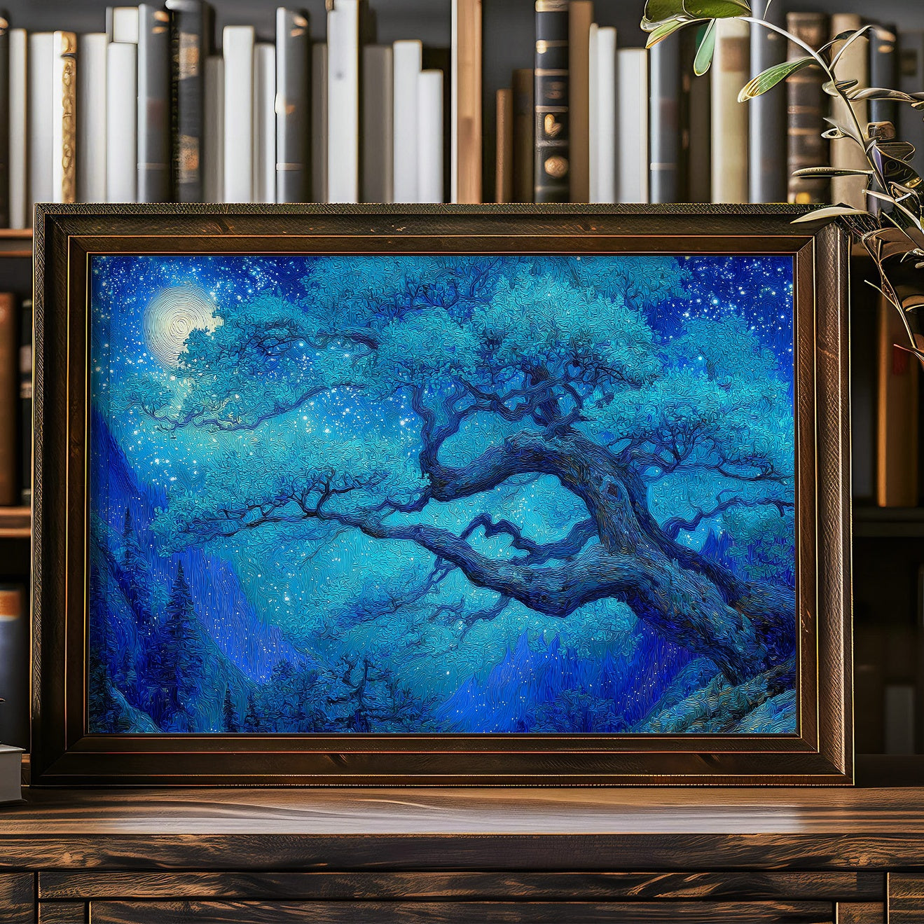 Sapphire Oak Under Celestial Light