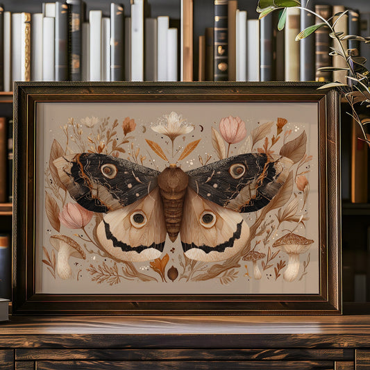 Botanical Moth Among Literary Treasures
