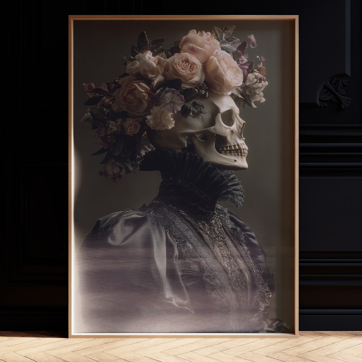 Blush Roses Crown Mortality's Frame