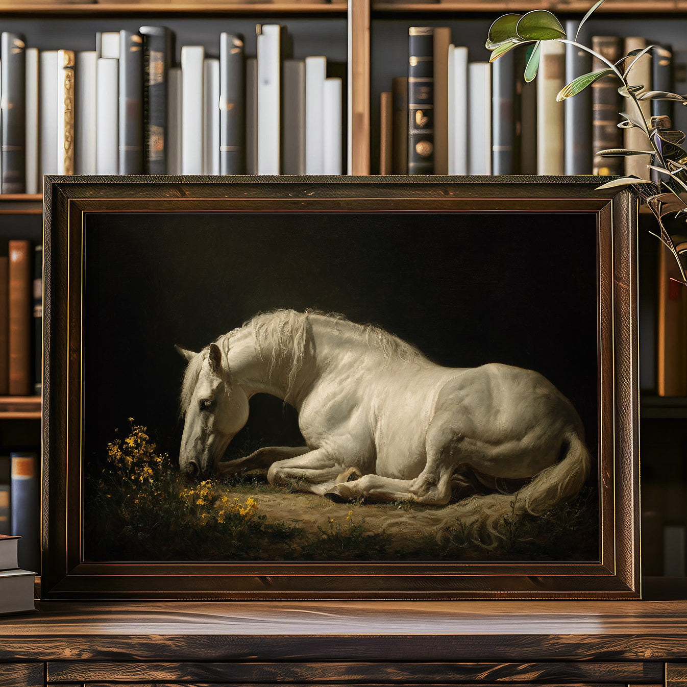 White Steed Among Wildflowers