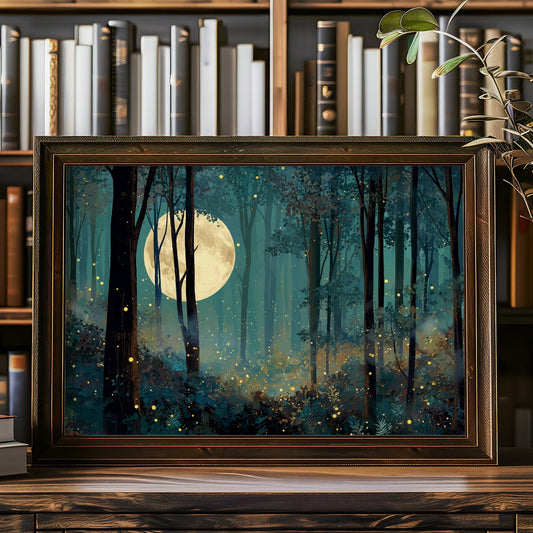 Forest Lights Beneath Lunar Glow