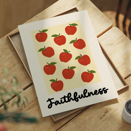 Crimson Orchard On Cream Canvas