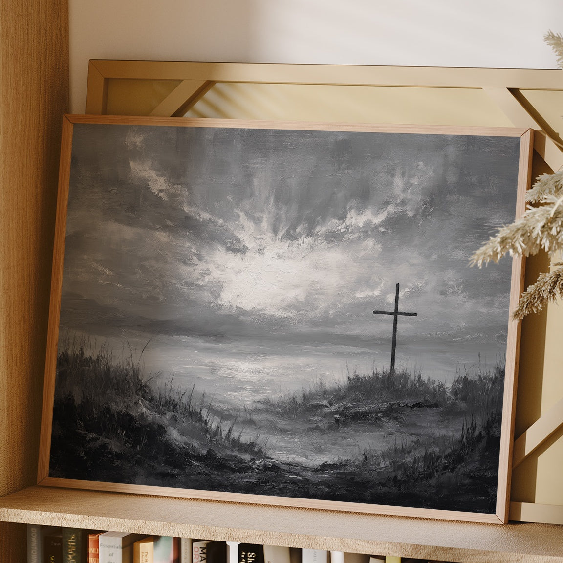 Solitary Cross Under Silver Skies