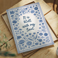 Indigo Blooms Frame Sacred Words