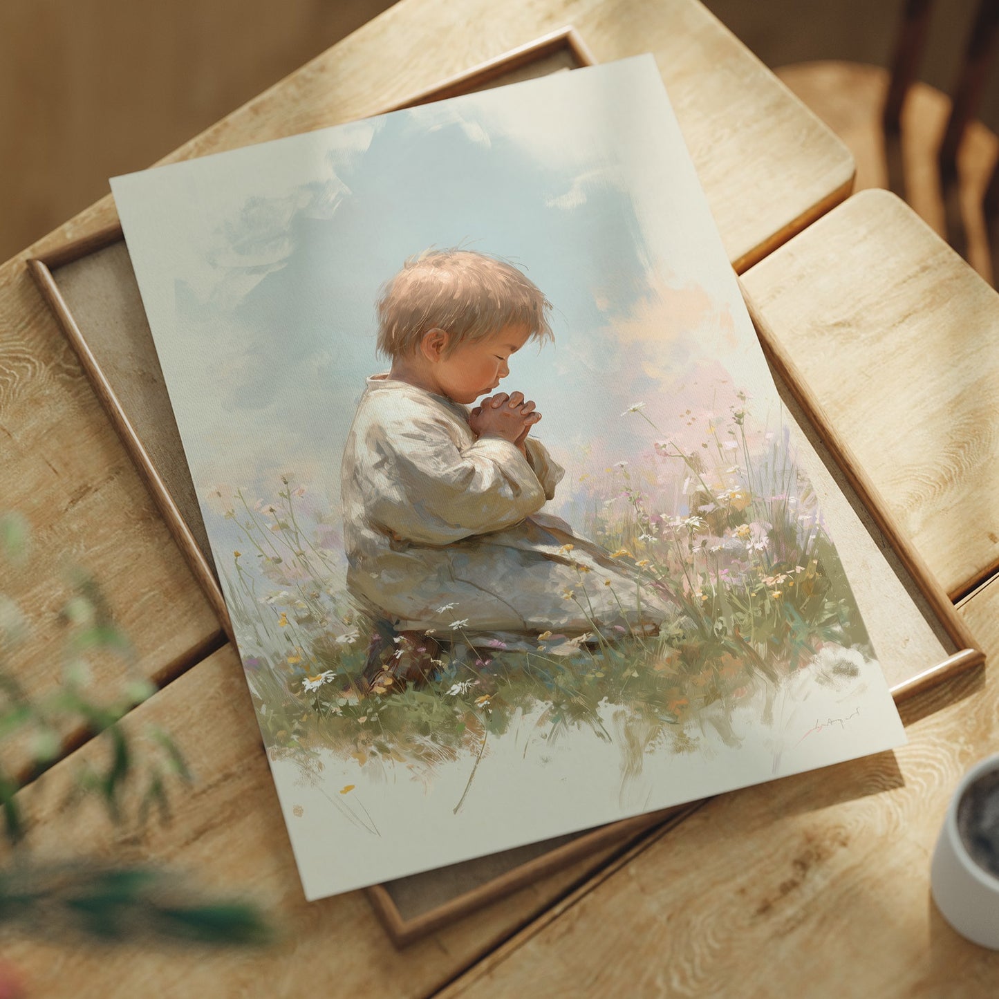 Innocent Prayer Among Wildflowers