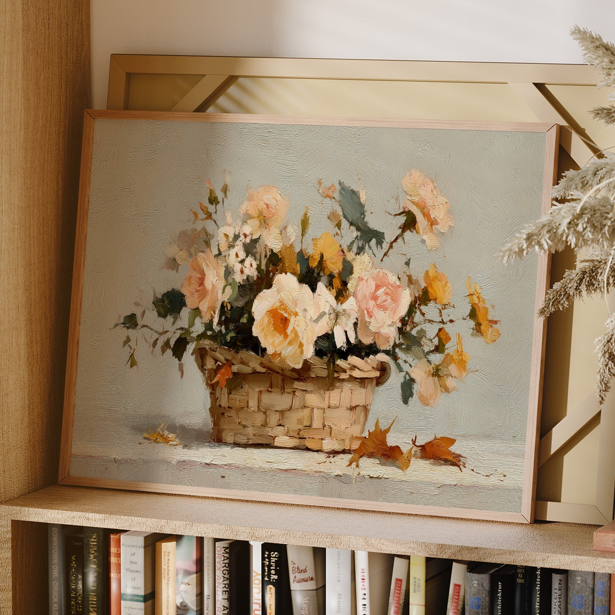 Woven Basket Cradles Peach Blooms