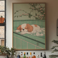 Peaceful Pup Among Cherry Blossoms