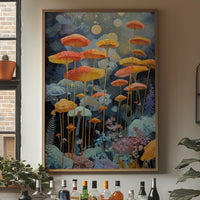 Luminous Mushrooms Dance Under Stars