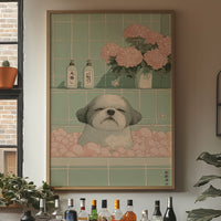 Peaceful Pup Among Pink Peonies