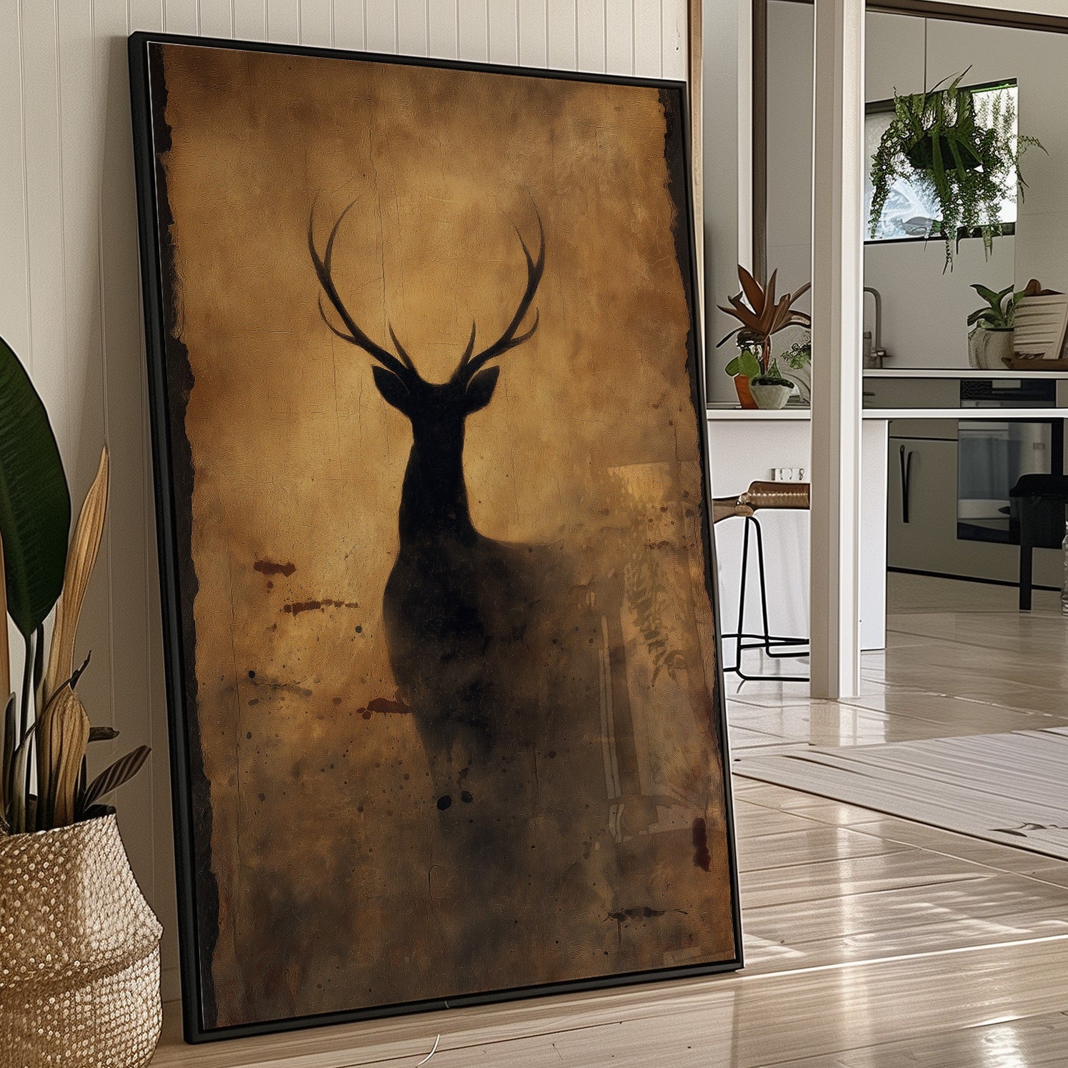 Stag's Silhouette On Autumn Gold