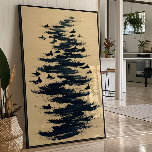 Birds Dance Through Inky Waves