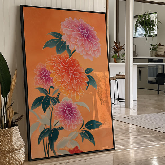 Dahlias Dance In Coral Light