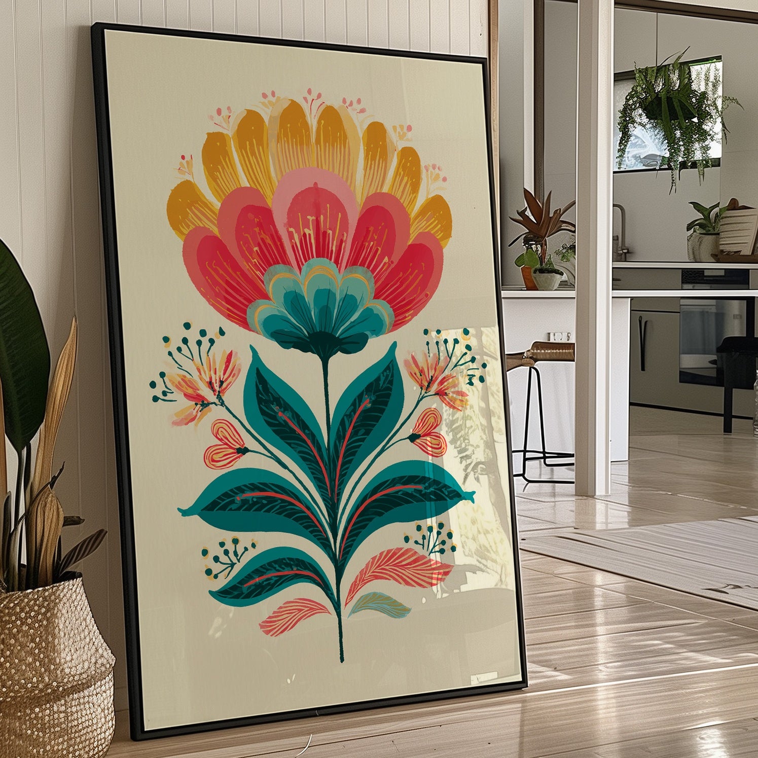 Folk Blossoms Dance In Turquoise Light