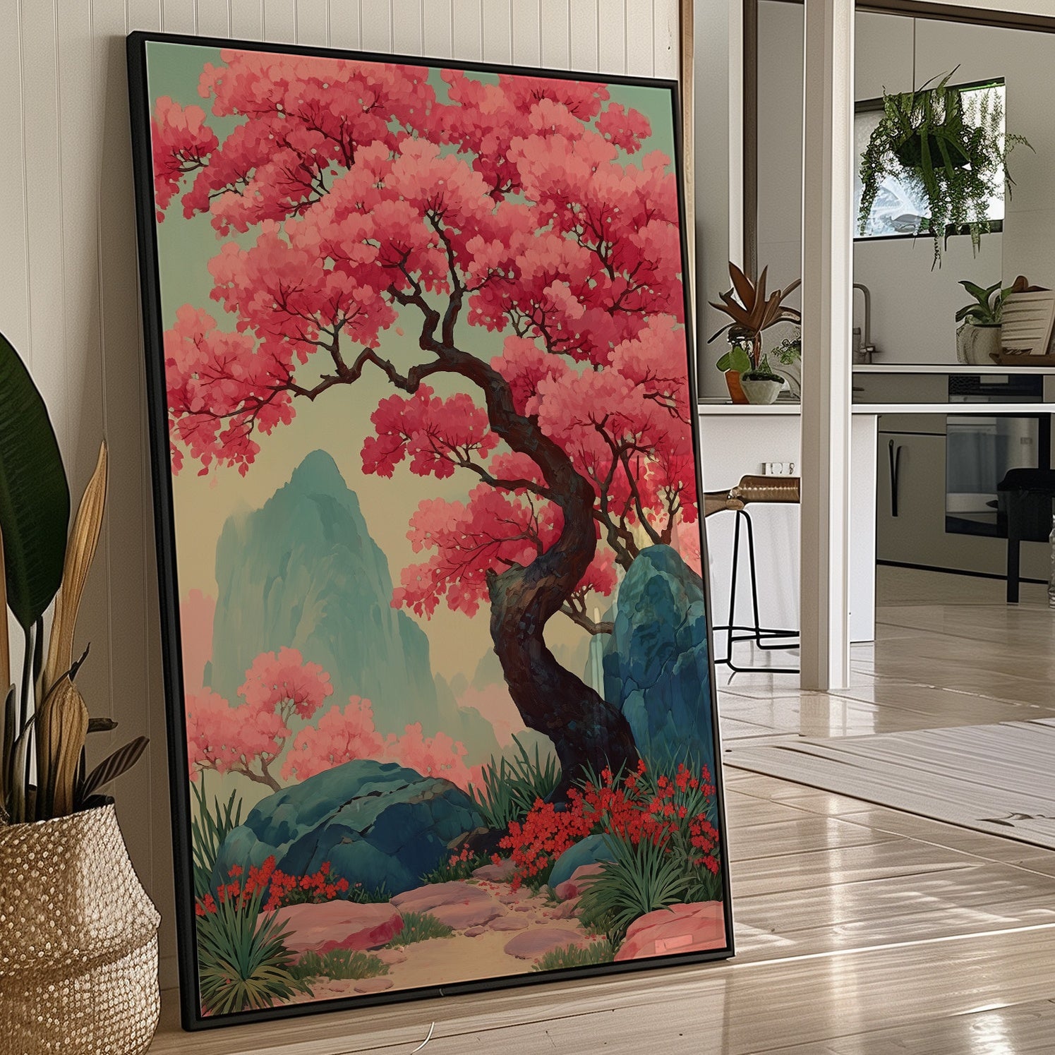 Cherry Blossoms Dance Above Mountains