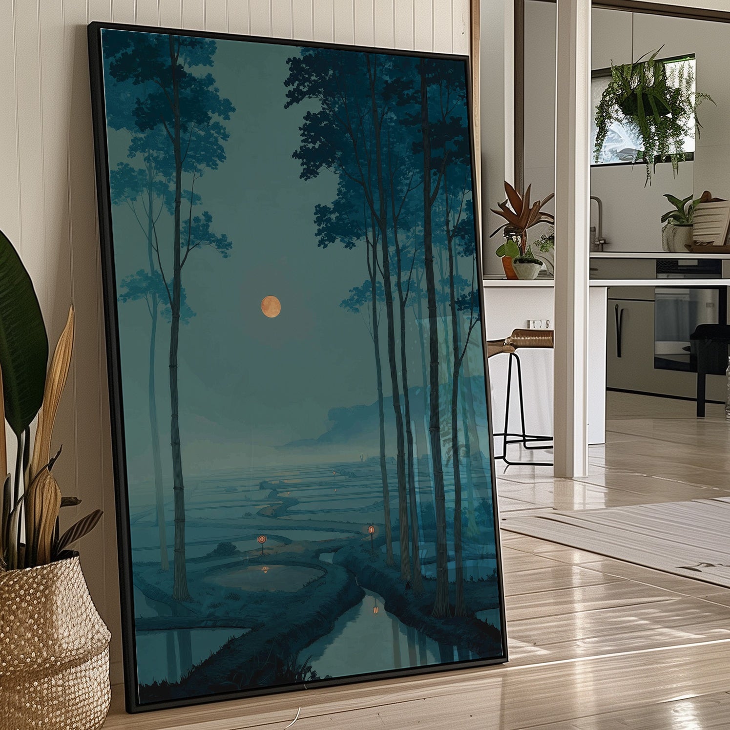 Moonlit Rivers Meet At Dusk