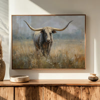 Longhorn Among Meadow Wildflowers