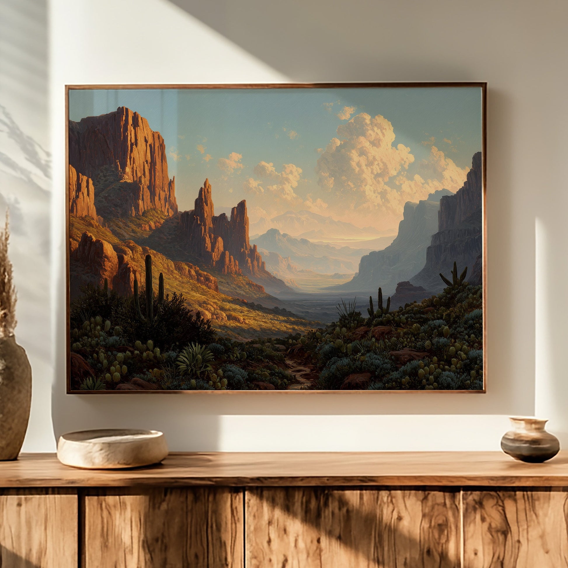 Ancient Mesas Bathe In Sunset