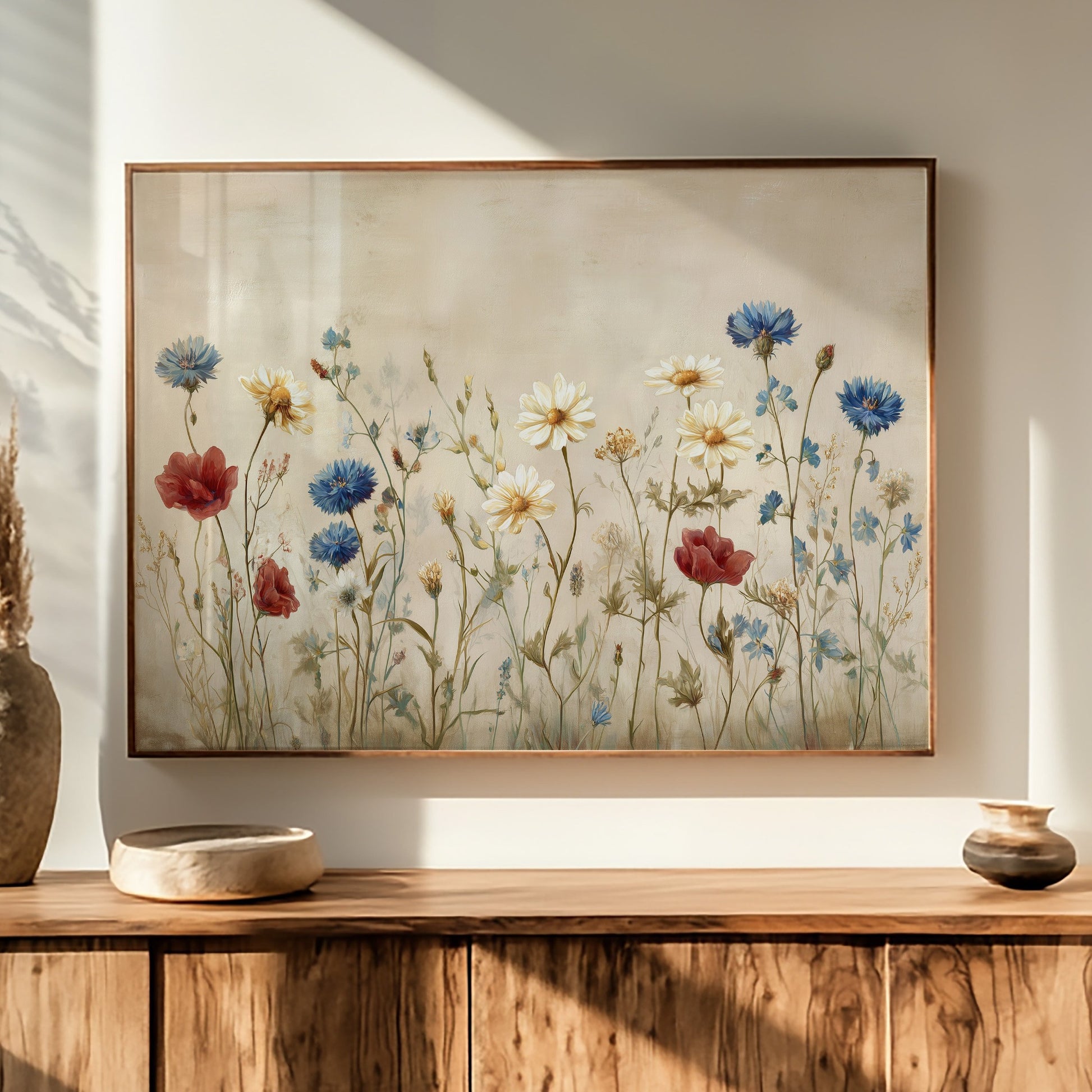 Field Blooms On Vintage Canvas