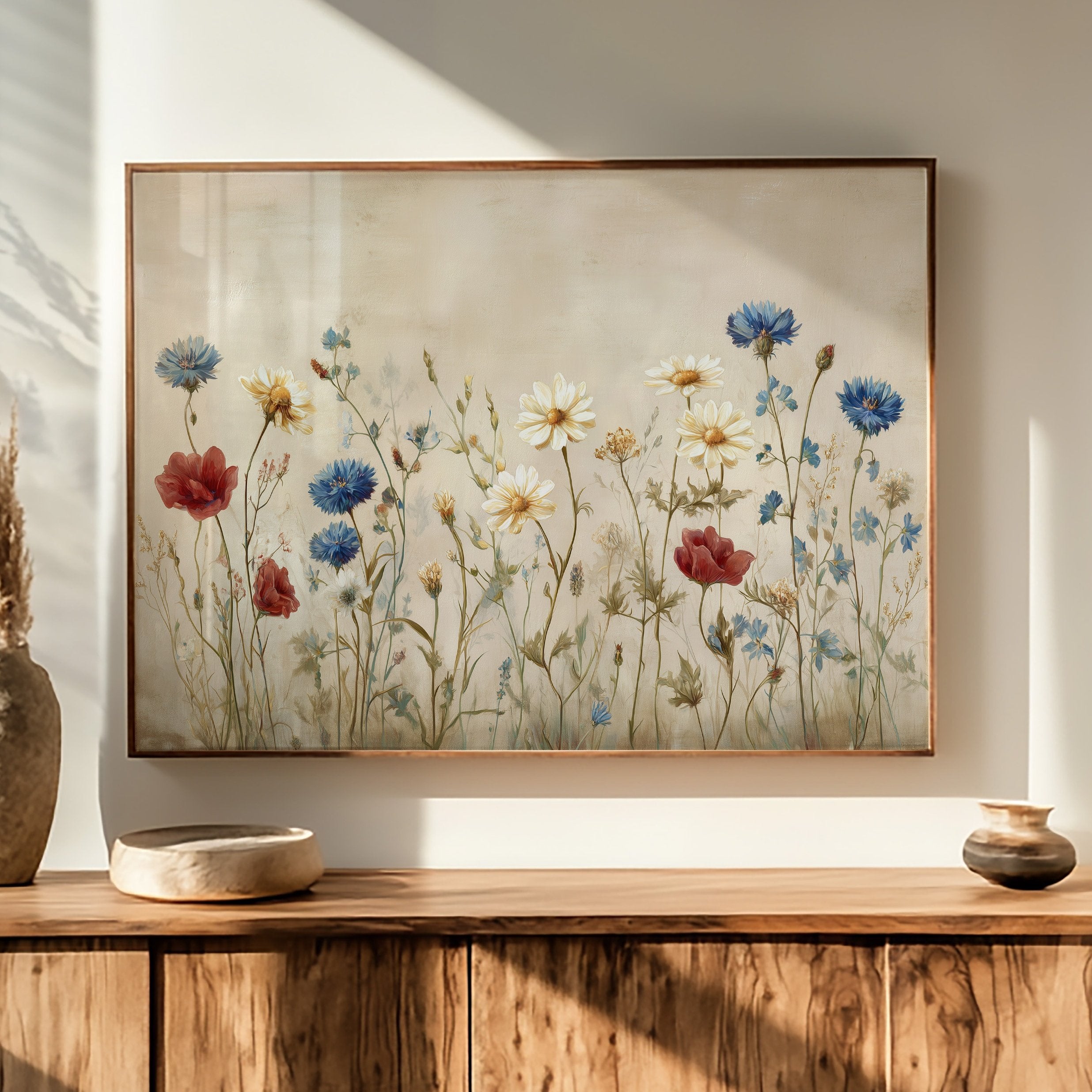 Field Blooms On Vintage Canvas