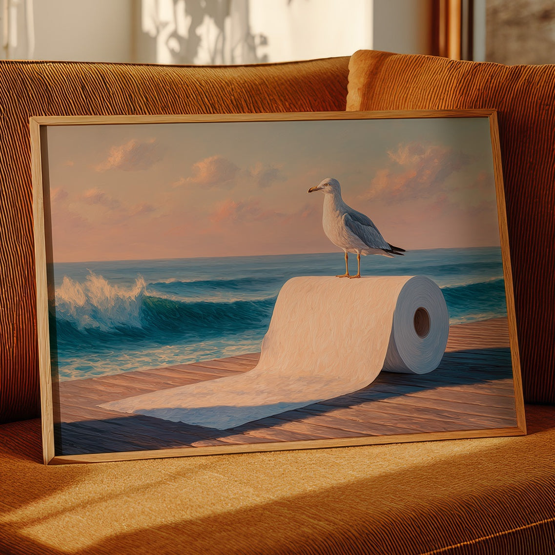 Seagull's Perch At Sunset Tide