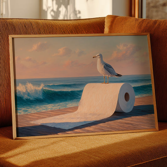 Seagull's Perch At Sunset Tide
