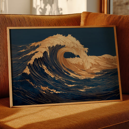 Gilded Currents Against Midnight Sea