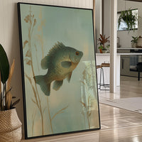 Sunlit Bass Among Pond Reeds