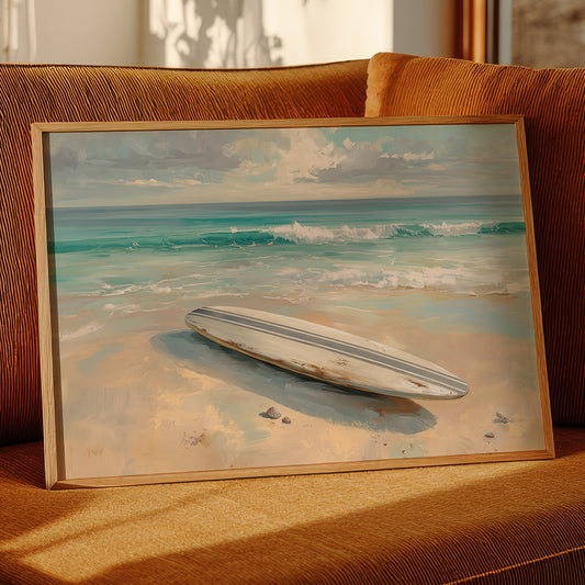 Surfboard Awaits Morning Tide