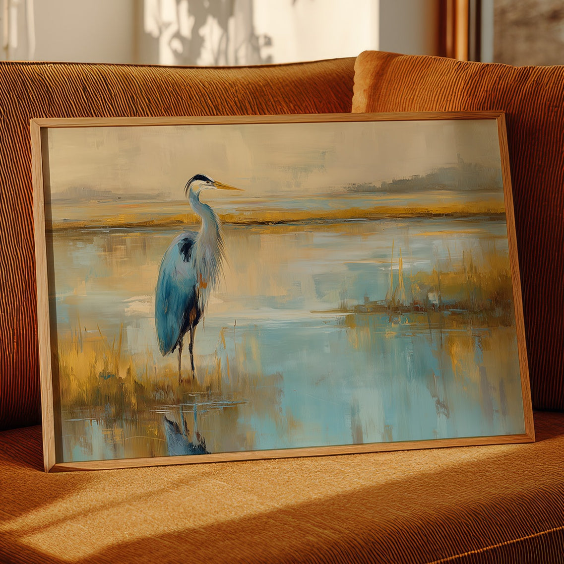 Blue Sentinel At Golden Marsh