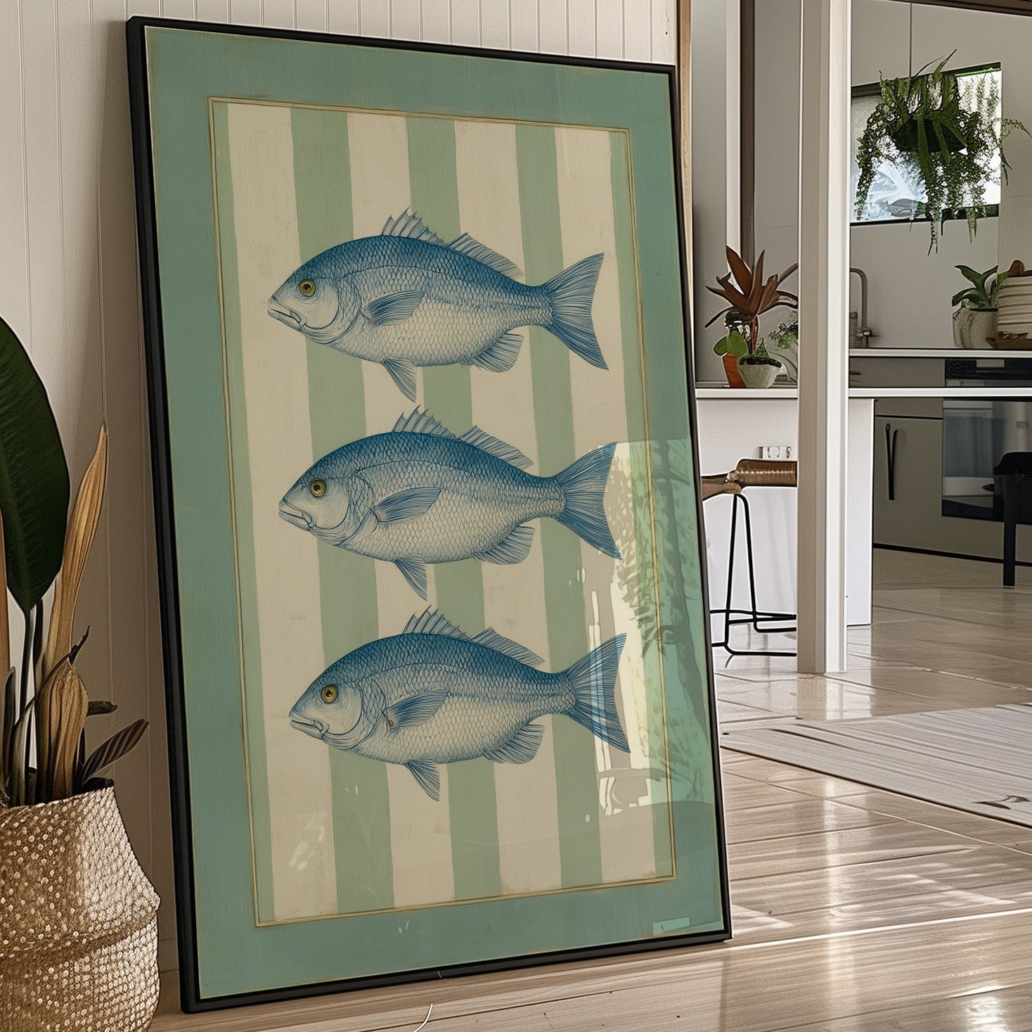 Coastal Blues On Mint Stripes