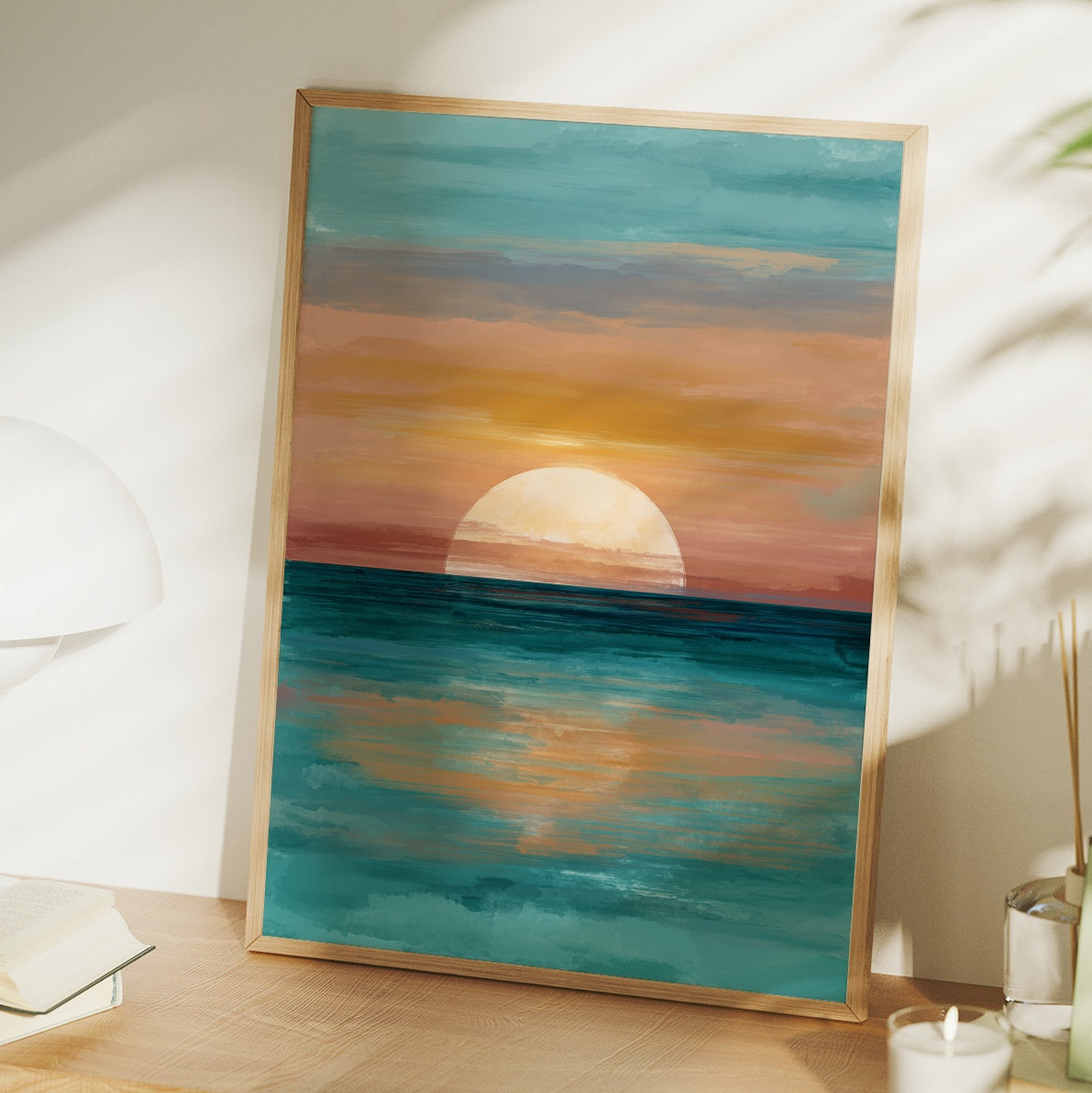 Golden Sphere Meets Teal Waters