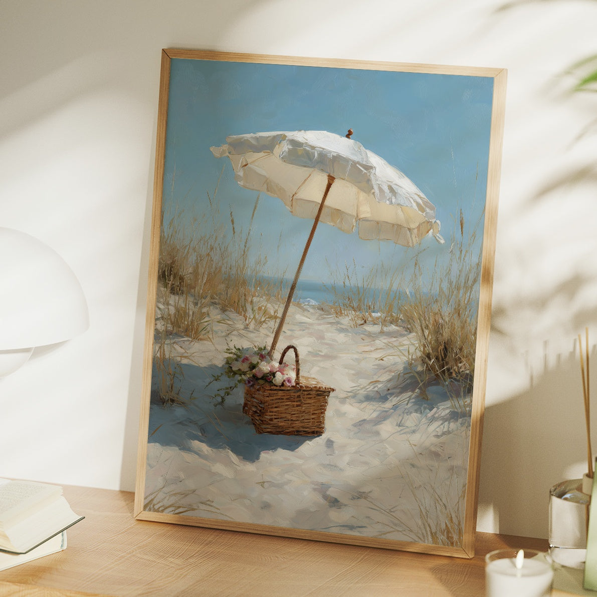 Solitary Parasol Awaits Seaside Return