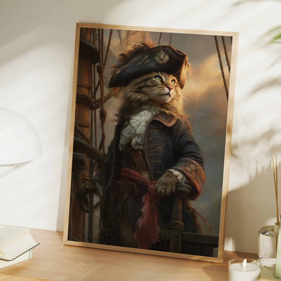 Feline Captain Navigates Golden Seas