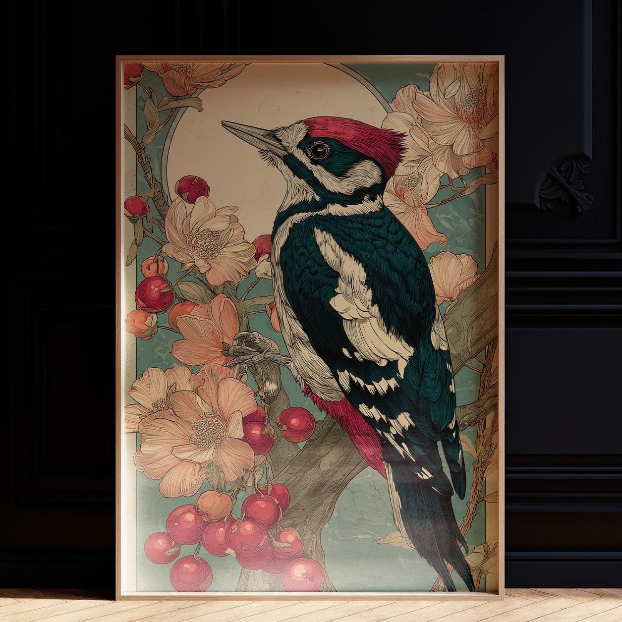 Crimson Crest Among Peach Blossoms