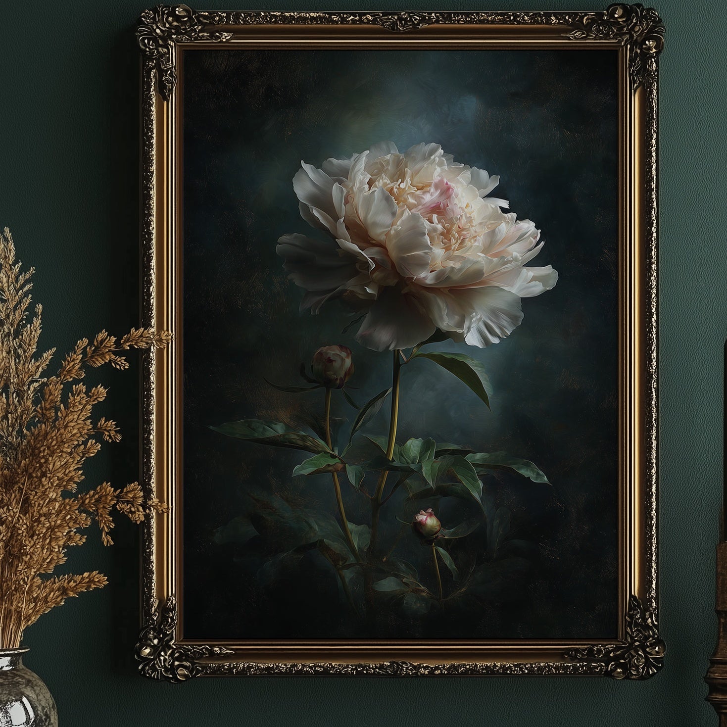 Pale Blossom Against Midnight Walls