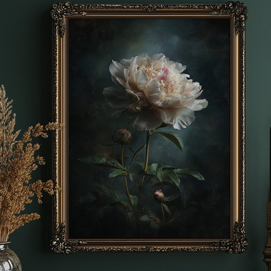 Pale Blossom Against Midnight Walls