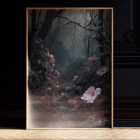 Pink Blooms Defy Misty Darkness