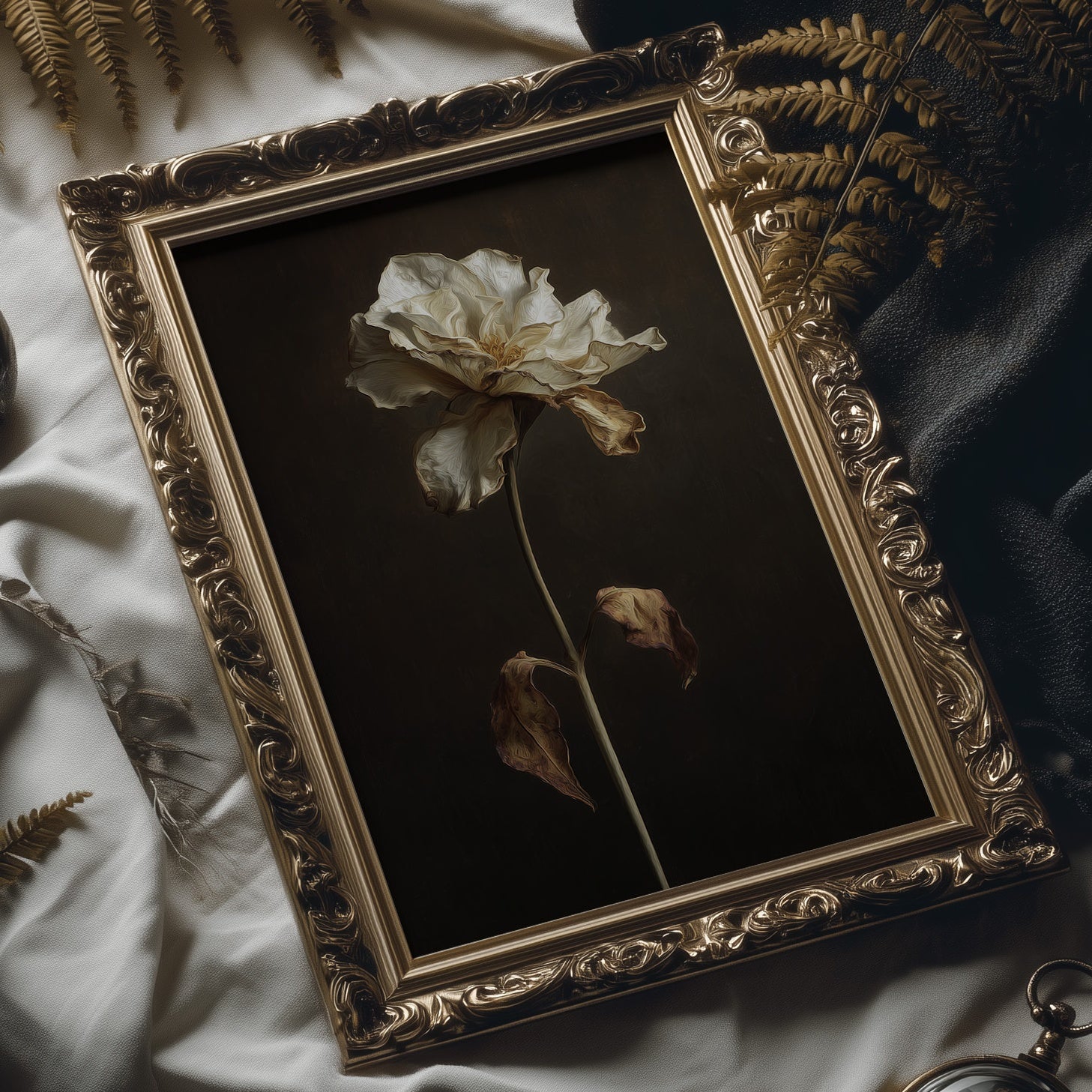 Ivory Petals Against Dark Silence