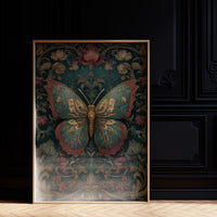 Gilded Wings Among Midnight Blooms