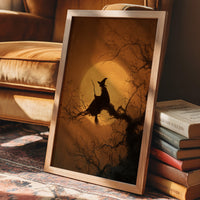 Midnight Perch Under Amber Moon