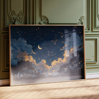 Crescent Sky Above Forest Silhouettes