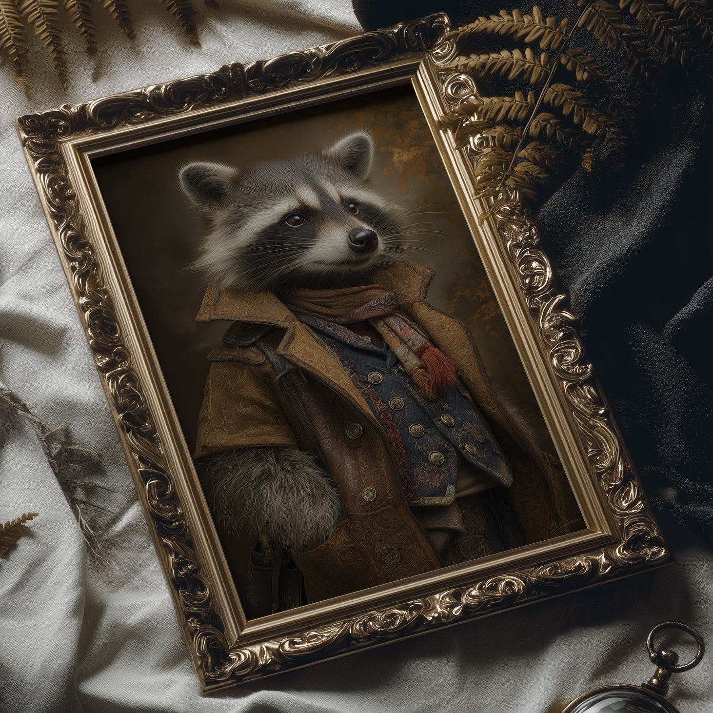 Noble Raccoon In Vintage Attire
