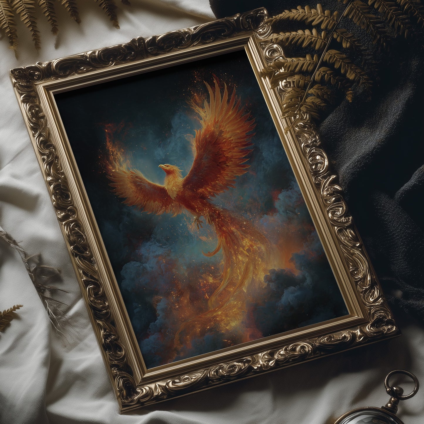 Flame Wings Against Midnight Sky