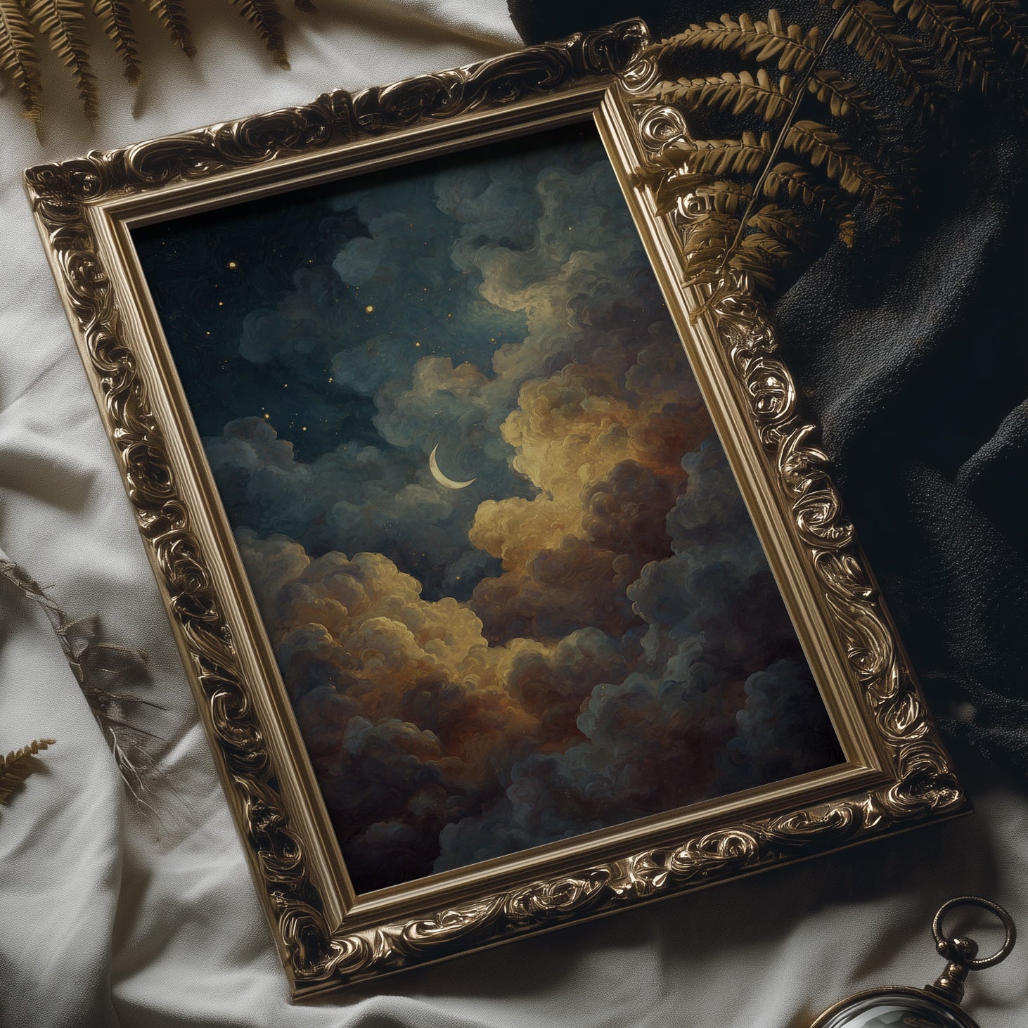 Crescent Rests Among Golden Clouds