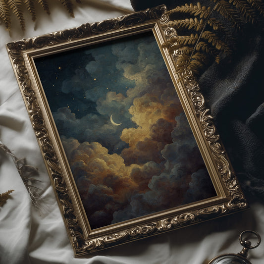 Crescent Rests Among Golden Clouds