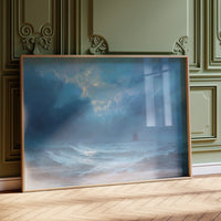 Distant Ship Braves Stormy Seas